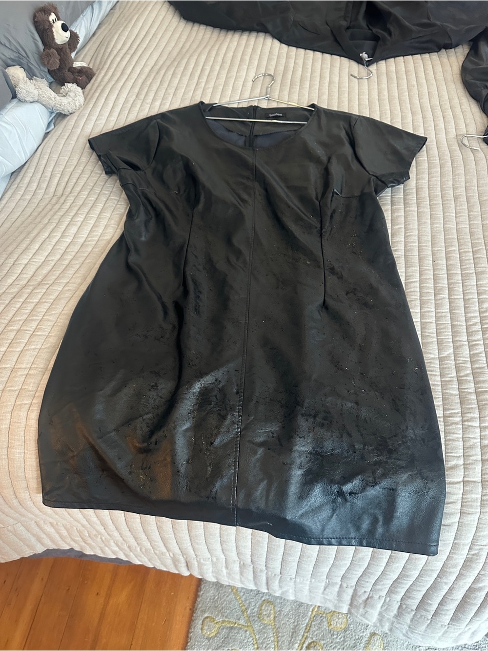 Boohoo Black Faux Leather Shift Dress